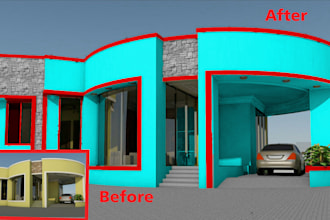 change house or wall color  and repaint in photoshop
