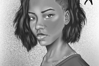 draw a grayscale portrait art of your photo