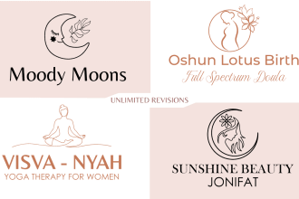design boho hand drawn botanical line art feminine logo