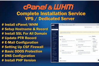 do cpanel and whm complete install and configure