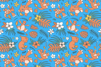 custom cute cartoon pattern with unique characters