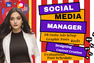 be your social media manager do content creation, facebook ads, posts and reels