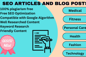write medical, tech, fashion content, article and blog post writing