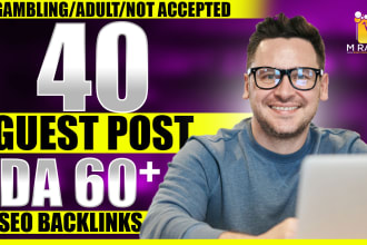build 40 guest post on high da website with permanent contextual backlinks