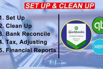 set up clean up reconcile in quickbooks and xero