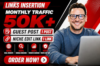 do niche related SEO backlinks, 1 guest post plus 1 niche edit link insertion