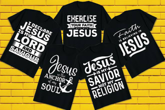 do custom typography christian t shirt and graphic design within 4 hour