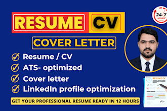deliver a 12 hour professional resume, CV, writing service