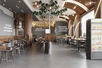 do 3d design your cafe,restaurant,office,retail stores