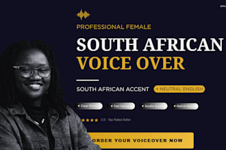 studio record female south african accent voice over