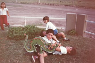 going to intervene a photograph with surreal characters