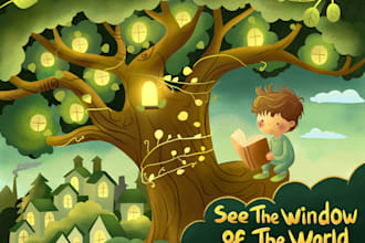 draw children story book illustration and cover