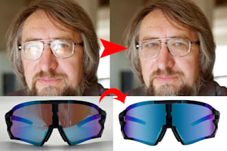 perfectly remove eyeglass glare or reflection and retouch sunglasses