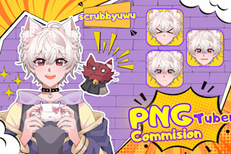 draw custom pngtuber avatar for twitch and streams in vtuber anime style