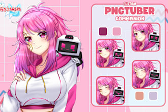 draw custom pngtuber avatar for streams , twitch in vtuber anime style