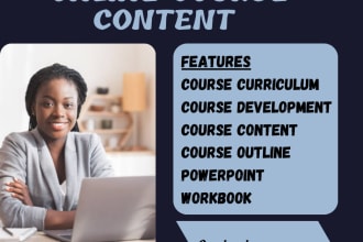 create online course content, course curriculum,  lesson plan, course creation