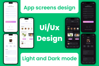 design UI UX for mobile app with light and dark mode