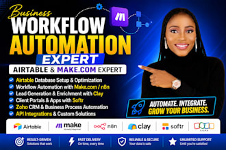 build airtable database, crm automation, n8n ai workflow claycom softr expert
