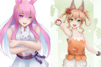 draw anime style illustration, fanart your character or any character
