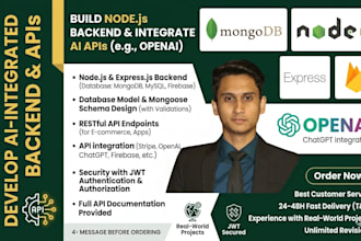 build node js API, backend and integrate ai apis like openai