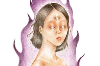 hand draw a surreal character with pencil