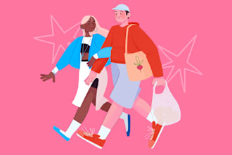 draw your, couple, family portrait in cartoon style