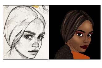stencil, coloring page, line drawing style, single line art, animation portrait