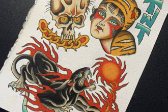 design a custom american traditional tattoo for you