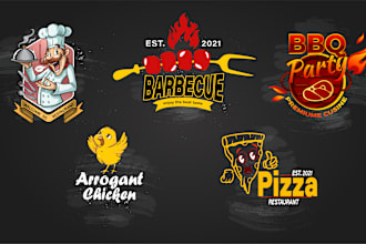 design burger, pizza, bbq, fast food, and restaurant logo