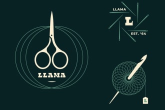 design sewing, tailor logo, crochet knitting, needles