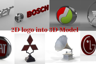 model 3d logo from 2d pictures ,sketches, hand drawings