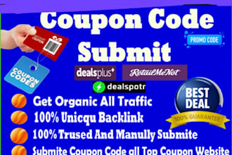submit your deals to 100 top coupon sites and boost your sales