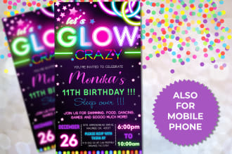 do glow party birthday invitation