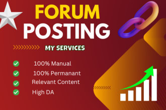 manually do 50 unique forum posting dofollow SEO backlinks