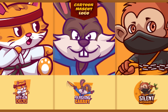 design cute mascot, animal character, and cartoon logo