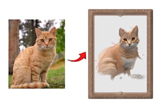 draw your pet portrait realistic watercolor style in 24 hours