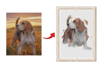 draw beautiful realistic watercolor pet portrait in 24 hours