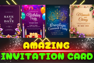 do amazing design creative invitation card, wedding card etc
