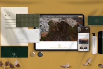design hotel and travel logo with brand style guide