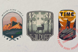 draw retro vintage logo or t shirt design vector art