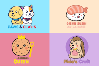 design cute kawaii simple cartoon logo