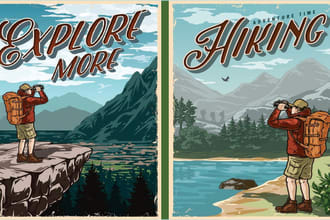 retro, vintage, music, travel poster promotional flyer, banner