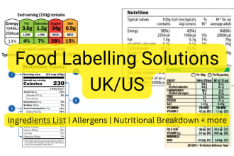 provide nutritional labels and ingredients list for your food product