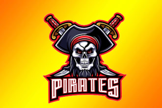 design pirate skull mascot logo with express delivery