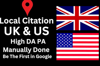 provide manually USA UK local citations for business listing and local SEO