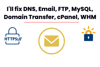 fix dns, email, mysql, ftp, domain transfer, cpanel, whm