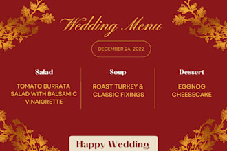 design elegant romantic floral wedding menu and signage set