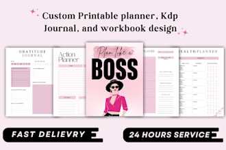 design digital and printable planner, manifestation journal, workbook on canva