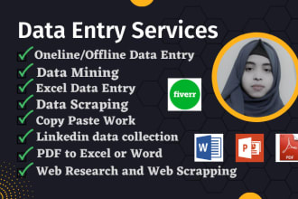 data entry, copy paste, web scraping and excel data entry