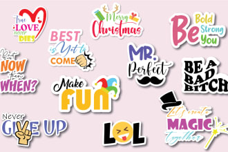 design custom typography lettering sticker badge logo and t shirt